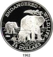 AUSLÄNDISCHE MÜNZEN,Cook Islands  25 Dollars 1996 (Silber, 5 Unzen).  Elefantenfamilie.  Schön 347.  KM 273.