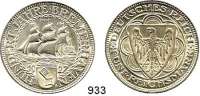 R E I C H S M Ü N Z E N,Weimarer Republik  5 Reichsmark 1927 A.  Jaeger 326.  Bremerhaven.