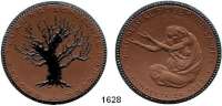 P O R Z E L L A N M Ü N Z E N,Spendenmünzen mit Talerbezeichnung Berlin Hungertaler 1922 braun, Rand und Baum schwarz.  Not- und Hungerjahr.