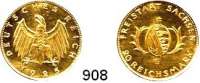 R E I C H S M Ü N Z E N,Weimarer Republik  20 Reichsmark - Probe 1925 E.  7,98 g.  Freistaat Sachsen.  Glatter Rand.  GOLD.  Schaaf ad 320 b G 1.  Slg. Beckenbauer --.  Schlumberger 998.