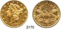 AUSLÄNDISCHE MÜNZEN,U S A  20 Dollars 1878 (30,09g fein).  Kahnt/Schön 52.  KM 74.3  Fb. 177.  GOLD.