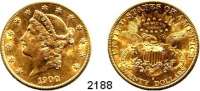 AUSLÄNDISCHE MÜNZEN,U S A  20 Dollars 1900 S.  (30,09g fein).  Kahnt/Schön 52.  KM 74.3  Fb. 178.  GOLD.