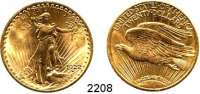 AUSLÄNDISCHE MÜNZEN,U S A  20 Dollars 1922.  (30,09g fein).  Schön 143.  KM 131  Fb. 185.  GOLD.