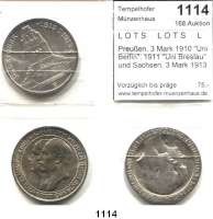 R E I C H S M Ü N Z E N,L O T S     L O T S     L O T S  Preußen, 3 Mark 1910 