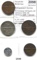 AUSLÄNDISCHE MÜNZEN,Portugiesisch Guinea  10 Centavos 1973(prfr); 20 Centavos 1933; 50 Centavos 1946; 1 Escudo 1933 und 1946.  LOT. 5 Stück.
