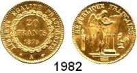 AUSLÄNDISCHE MÜNZEN,Frankreich 3. Republik 1870 - 1940 20 Francs 1875.  (5,8g fein).  Kahnt/Schön 131.  KM 825.  Fb. 592.  GOLD.