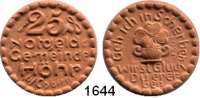 P O R Z E L L A N M Ü N Z E N,Münzen von anderen Deutschen Keramischen Fabriken Höhr 25 Pfennig 1921 ziegelrot.  Menzel 11709.5.