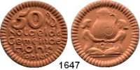 P O R Z E L L A N M Ü N Z E N,Münzen von anderen Deutschen Keramischen Fabriken Höhr 50 Pfennig 1921 ziegelrot.  Menzel 11709.12.
