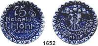 P O R Z E L L A N M Ü N Z E N,Münzen von anderen Deutschen Keramischen Fabriken Höhr 75 Pfennig 1921 grau mit kobaltblauer Glasur.  Menzel 11709.19.