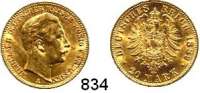 R E I C H S M Ü N Z E N,Preussen, Königreich Wilhelm II. 1888 - 1918 20 Mark 1889.  Jaeger 250.