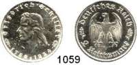 R E I C H S M Ü N Z E N,Drittes Reich  2 Reichsmark 1934 F.  Jaeger 358.  Friedrich von Schiller.