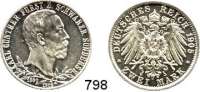 R E I C H S M Ü N Z E N,Schwarzburg - Sondershausen Karl Günther 1880 - 1909 2 Mark 1905.  Jaeger 169 b.  Regierungsjubiläum.