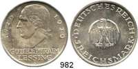 R E I C H S M Ü N Z E N,Weimarer Republik  5 Reichsmark 1929 A.  Jaeger 336.  Lessing.