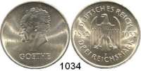 R E I C H S M Ü N Z E N,Weimarer Republik  3 Reichsmark 1932 F.  Jaeger 350.  Goethe.