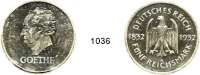 R E I C H S M Ü N Z E N,Weimarer Republik  5 Reichsmark 1932 A.  Jaeger 351.  G O E T H E.