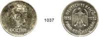 R E I C H S M Ü N Z E N,Weimarer Republik  5 Reichsmark 1932 A.  Jaeger 351.  G O E T H E.