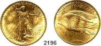 AUSLÄNDISCHE MÜNZEN,U S A  20 Dollars 1908.  (30,09g fein).  Ohne Motto.  Schön 142.  KM 127  Fb. 183.  GOLD.