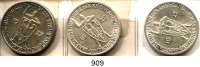 R E I C H S M Ü N Z E N,Weimarer Republik  3 Reichsmark 1925 A, E, G.  Jaeger 321.  Rheinland.  LOT. 3 Stück.