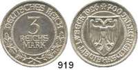 R E I C H S M Ü N Z E N,Weimarer Republik  3 Reichsmark 1926 A.  Jaeger 323.  Lübeck.