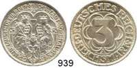 R E I C H S M Ü N Z E N,Weimarer Republik  3 Reichsmark 1927 A.  Jaeger 327.  Nordhausen.