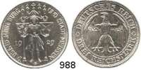 R E I C H S M Ü N Z E N,Weimarer Republik  3 Reichsmark 1929 E.  Jaeger 338.  Meißen.