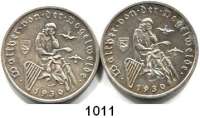 R E I C H S M Ü N Z E N,Weimarer Republik  3 Reichsmark 1930 F und J.  Jaeger 344.  Vogelweide.   LOT. 2 Stück.