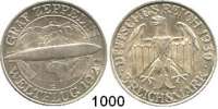 R E I C H S M Ü N Z E N,Weimarer Republik  3 Reichsmark 1930 G.  Jaeger 342.  Zeppelin.
