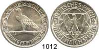 R E I C H S M Ü N Z E N,Weimarer Republik  3 Reichsmark 1930 D.  Jaeger 345.  Rheinlandräumung.