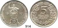 R E I C H S M Ü N Z E N,Weimarer Republik  5 Reichsmark 1925 D.  Jaeger 322.  Rheinland.