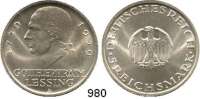 R E I C H S M Ü N Z E N,Weimarer Republik  5 Reichsmark 1929 A.  Jaeger 336.  Lessing.
