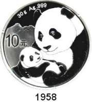 AUSLÄNDISCHE MÜNZEN,China Volksrepublik seit 1949 10 Yuan 2019.  Panda mit Jungtier.  In Kapsel.