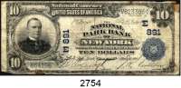P A P I E R G E L D,AUSLÄNDISCHES  PAPIERGELD U.S.A. 10 Dollars 11.3.1905.  