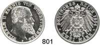 R E I C H S M Ü N Z E N,Württemberg, Königreich Wilhelm II. 1891 - 1918 2 Mark 1904.  Jaeger 174.