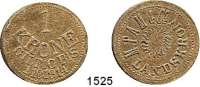 Notmünzen; Marken und Zeichen,0 Landskron (Böhmen) M. Pam & Co.,  1 Krone o.J. (gültig bis 1.10.1914).  Gepreßte Pappe.  30,8 mm.  4 mm stark.  Menzel 14241.