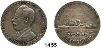 M E D A I L L E N,Schiffsmotive / Schiffsfahrt  Uruguay,  Versilberte Medaille 1910 (Rossi).  Auf die Übernahme des Torpedokreuzers 