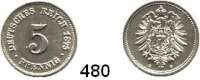 R E I C H S M Ü N Z E N,Kleinmünzen  5 Pfennig 1875 C.  Jaeger 3.