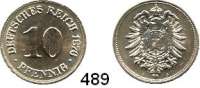 R E I C H S M Ü N Z E N,Kleinmünzen  10 Pfennig 1876 G.  Jaeger 4.