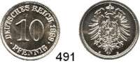 R E I C H S M Ü N Z E N,Kleinmünzen  10 Pfennig 1889 E.  Jaeger 4.