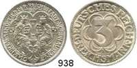 R E I C H S M Ü N Z E N,Weimarer Republik  3 Reichsmark 1927 A.  Jaeger 327.  Nordhausen.