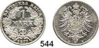 R E I C H S M Ü N Z E N,Kleinmünzen  1 Mark 1877 B.  Jaeger 9.