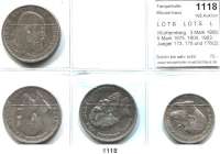 R E I C H S M Ü N Z E N,L O T S     L O T S     L O T S  Württemberg,  3 Mark 1909; 5 Mark 1875, 1900, 1903.  Jaeger 173, 175 und 176(2).  LOT. 4 Stück.