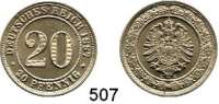 R E I C H S M Ü N Z E N,Kleinmünzen  20 Pfennig 1887 E.  Jaeger 6.