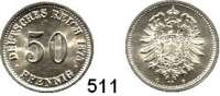R E I C H S M Ü N Z E N,Kleinmünzen  50 Pfennig 1875 G.  Jaeger 7.