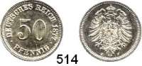 R E I C H S M Ü N Z E N,Kleinmünzen  50 Pfennig 1877 J.  Jaeger 7.