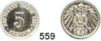 R E I C H S M Ü N Z E N,Kleinmünzen  5 Pfennig 1890 A.  Jaeger 12.