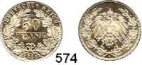 R E I C H S M Ü N Z E N,Kleinmünzen  50 Pfennig 1898 A.  Jaeger 15.