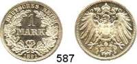 R E I C H S M Ü N Z E N,Kleinmünzen  1 Mark 1891 A.  Jaeger 17.