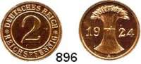 R E I C H S M Ü N Z E N,Kleinmünzen  2 Pfennig 1924 A.  Jaeger 314.