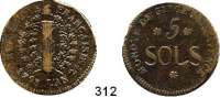 Deutsche Münzen und Medaillen,Mainz, Stadt Französische Besatzung 1792 - 1793 5 Sols 1793.  21,08 g.  Schön 3.