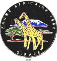 AUSLÄNDISCHE MÜNZEN,Kongo - Brazzaville  20.000 Francs 1996 (1 Kilogramm Silber).  Giraffen (Farbmünze).  Im Originaletui mit Zertifikat.
